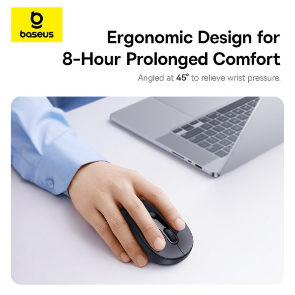 OS-Baseus F02 Ergonomic Wireless Mouse Bluetooth Single Cosmic Black - Image 3