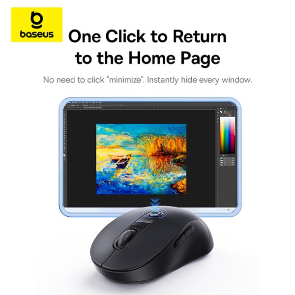 OS-Baseus F02 Ergonomic Wireless Mouse Bluetooth Single Cosmic Black - Image 4