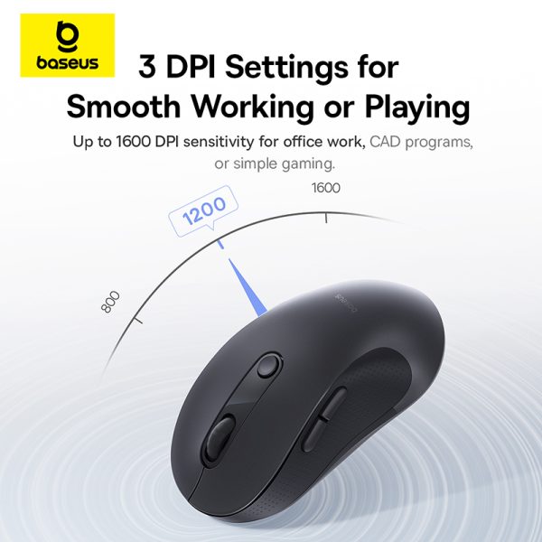 OS-Baseus F02 Ergonomic Wireless Mouse Bluetooth Single Cosmic Black - Image 5