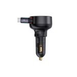 Baseus Enjoyment Pro Car Charger U+Retractable Type-C Cable 60W Cluster Black - Image 2