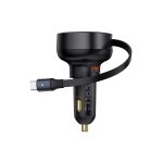 Baseus Enjoyment Pro Car Charger U+Retractable Type-C Cable 60W Cluster Black
