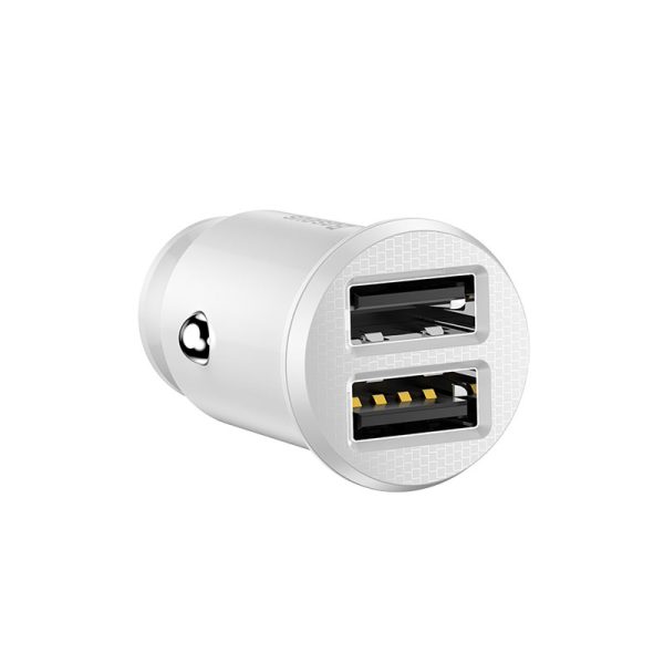 Baseus Grain Car Charger（Dual USB 5V 3.1A ) White - Image 3