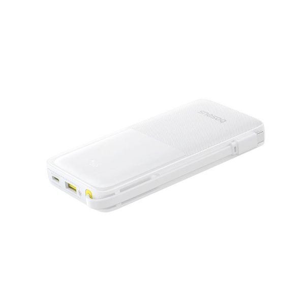 Baseus Bipow 2 Digital Display Power Bank With Built-in USB-C Cable 10000mah 20W Moon White - Image 3