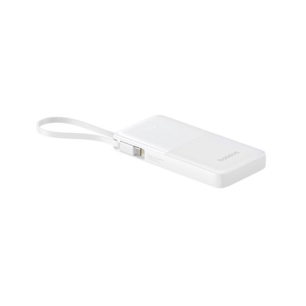 Baseus Bipow 2 Digital Display Power Bank With Built-in USB-C Cable 10000mah 20W Moon White - Image 2