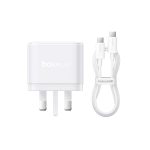 OS-Baseus Palm Fast Charger 2C+U 65W UK Moon White (With: Baseus Mini White Cable Type-C to Type-C 1