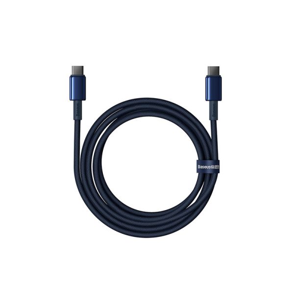 Baseus Tungsten Gold Fast Charging Data Cable Type-C to Type-C 100W 2m Deepsea Blue - Image 3