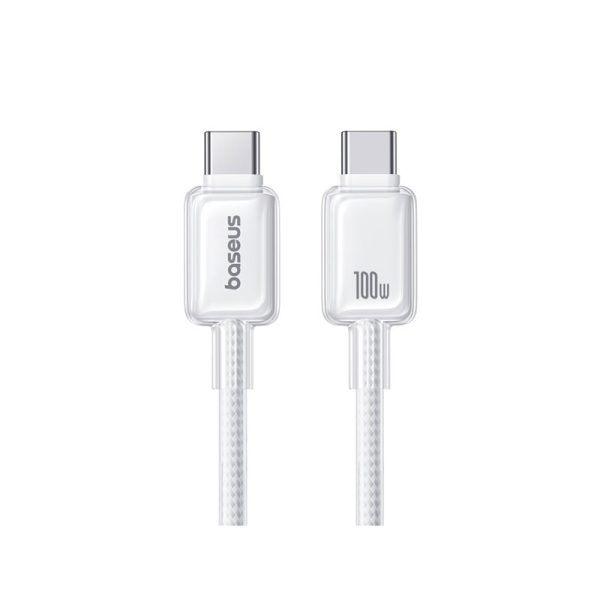 Baseus Crystal Fast Charging Data Cable USB-C to USB-C 100W 2m Moon White - Image 2