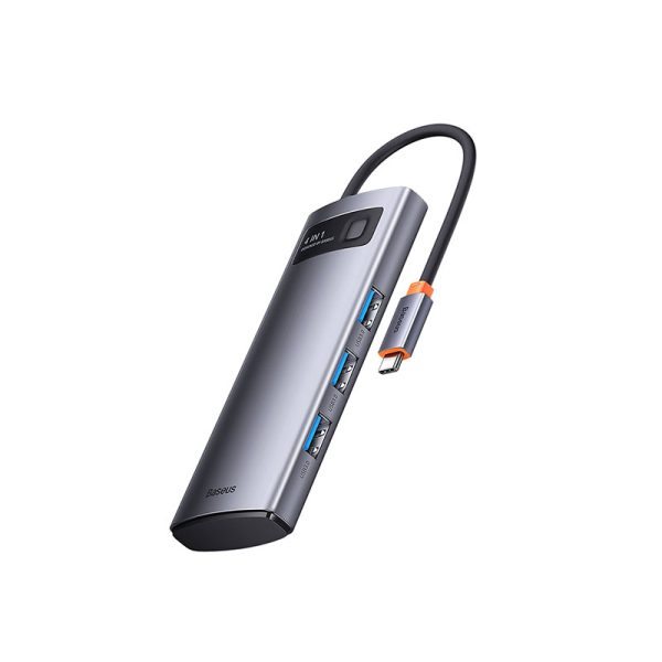 Baseus Metal Gleam Series 4-in-1 Multifunctional Type-C HUB Docking Station Gray（Type-C to USB3.0*4） - Image 3